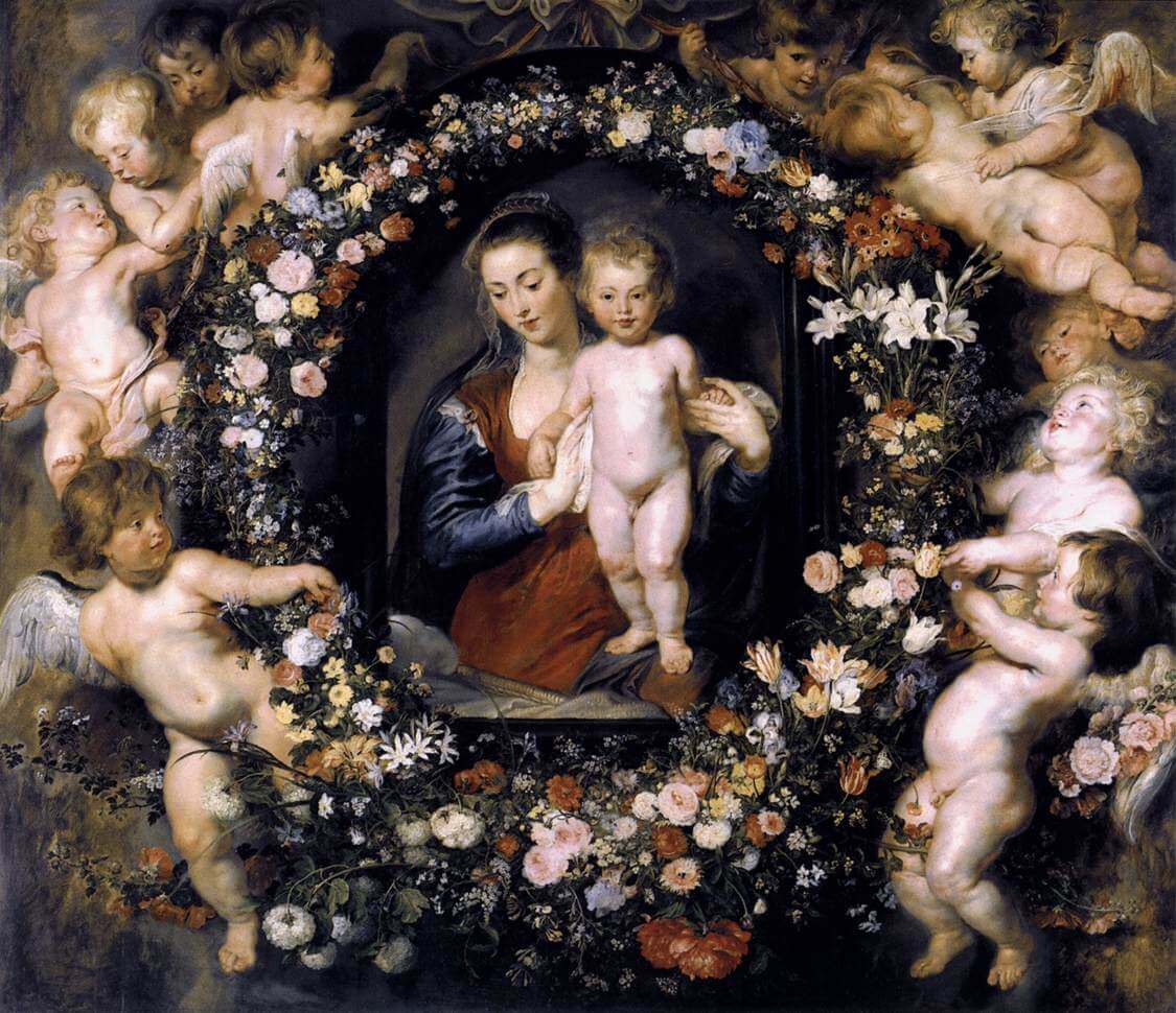 Madonna in Floral Wreath, 1620 by Peter Paul Rubens